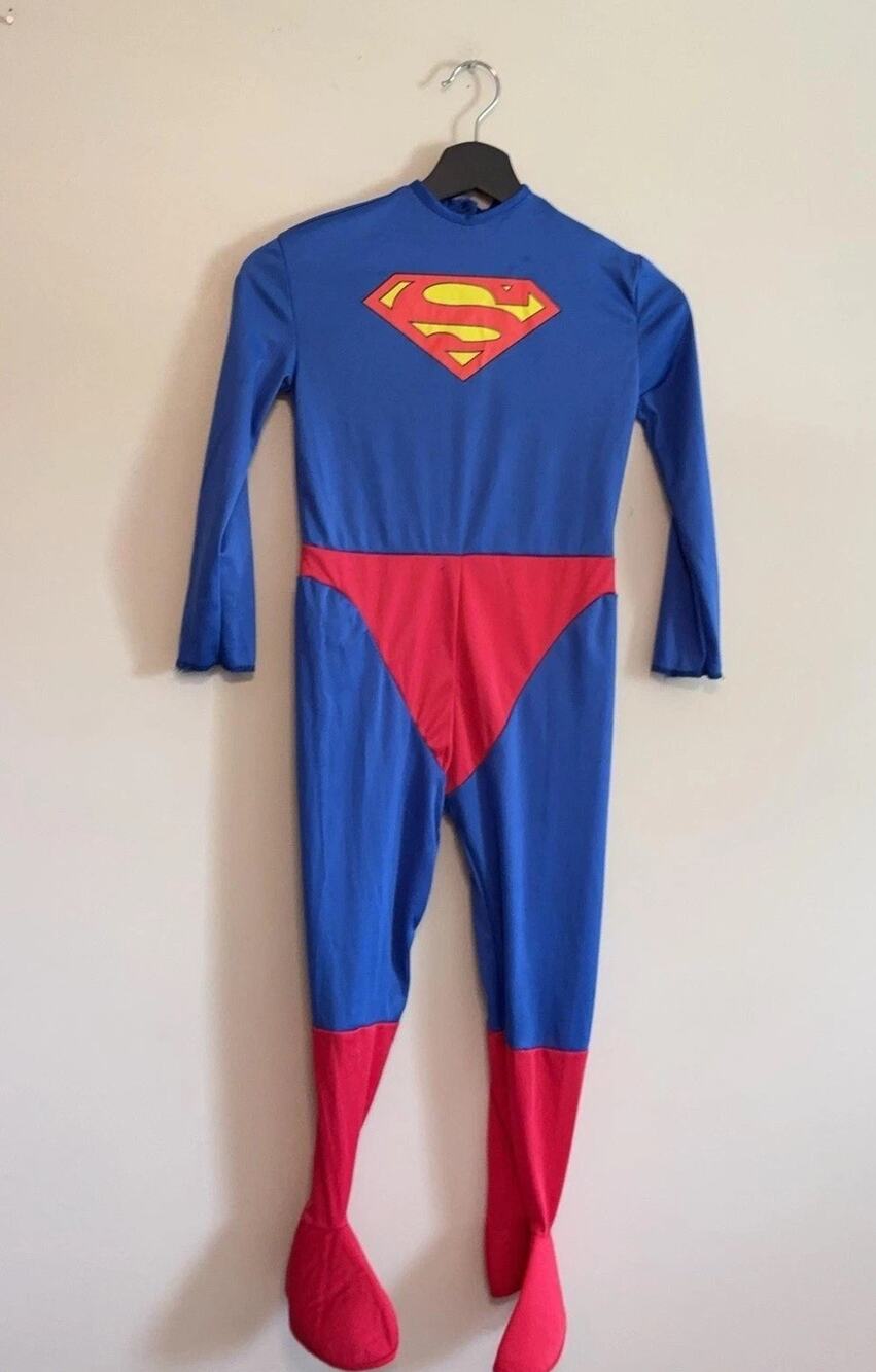 DC Comics Superman Bodysuit Boys Small Blue Red One Piece Zip Costume Halloween